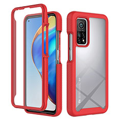 Silicone Transparent Frame Case Cover 360 Degrees ZJ4 for Xiaomi Mi 10T Pro 5G Red