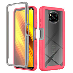 Silicone Transparent Frame Case Cover 360 Degrees ZJ4 for Xiaomi Poco X3 NFC Hot Pink