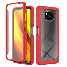 Silicone Transparent Frame Case Cover 360 Degrees ZJ4 for Xiaomi Poco X3 Pro Red