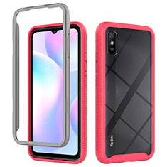Silicone Transparent Frame Case Cover 360 Degrees ZJ4 for Xiaomi Redmi 9AT Red