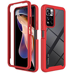 Silicone Transparent Frame Case Cover 360 Degrees ZJ4 for Xiaomi Redmi Note 11 Pro+ Plus 5G Red