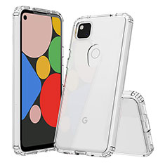 Silicone Transparent Frame Case Cover 360 Degrees ZJ5 for Google Pixel 4a Clear