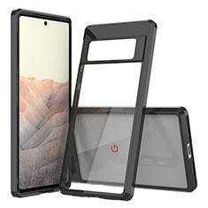 Silicone Transparent Frame Case Cover 360 Degrees ZJ5 for Google Pixel 6 Pro 5G Black