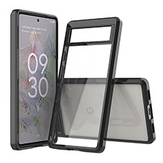 Silicone Transparent Frame Case Cover 360 Degrees ZJ5 for Google Pixel 6a 5G Black