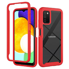 Silicone Transparent Frame Case Cover 360 Degrees ZJ5 for Samsung Galaxy A02s Red
