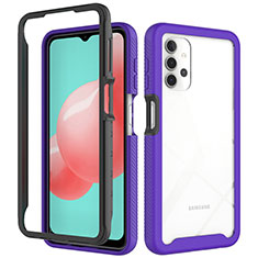 Silicone Transparent Frame Case Cover 360 Degrees ZJ6 for Samsung Galaxy M32 5G Clove Purple