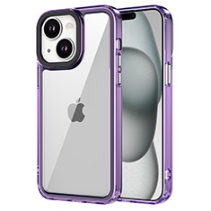 Silicone Transparent Frame Case Cover AC1 for Apple iPhone 14 Plus Clove Purple