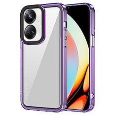 Silicone Transparent Frame Case Cover AC1 for Realme 10 Pro+ Plus 5G Clove Purple
