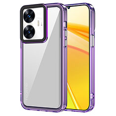 Silicone Transparent Frame Case Cover AC1 for Realme C55 Clove Purple