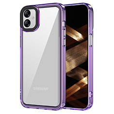 Silicone Transparent Frame Case Cover AC1 for Samsung Galaxy A04E Clove Purple