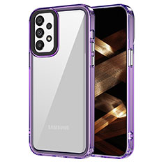Silicone Transparent Frame Case Cover AC1 for Samsung Galaxy A52 4G Clove Purple