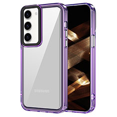 Silicone Transparent Frame Case Cover AC1 for Samsung Galaxy S22 Plus 5G Clove Purple