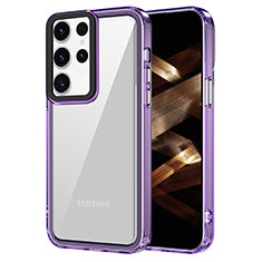 Silicone Transparent Frame Case Cover AC1 for Samsung Galaxy S23 Ultra 5G Clove Purple
