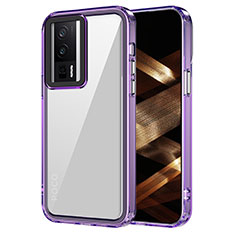 Silicone Transparent Frame Case Cover AC1 for Xiaomi Poco F5 Pro 5G Clove Purple