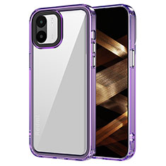 Silicone Transparent Frame Case Cover AC1 for Xiaomi Redmi A2 Plus Clove Purple