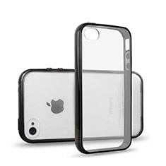 Silicone Transparent Frame Case Cover for Apple iPhone 4S Black