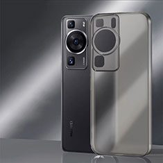 Silicone Transparent Frame Case Cover for Huawei P60 Pro Dark Gray