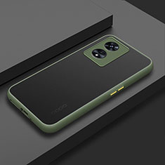 Silicone Transparent Frame Case Cover for Oppo A58 5G Army green