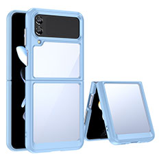 Silicone Transparent Frame Case Cover for Samsung Galaxy Z Flip3 5G Mint Blue