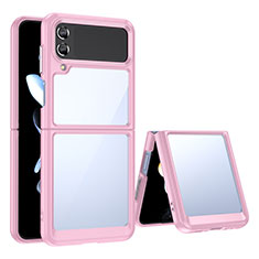 Silicone Transparent Frame Case Cover for Samsung Galaxy Z Flip3 5G Pink