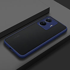 Silicone Transparent Frame Case Cover for Vivo T1 5G Blue