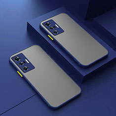Silicone Transparent Frame Case Cover for Vivo X70 5G Blue