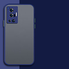 Silicone Transparent Frame Case Cover for Vivo X70 Pro 5G Blue