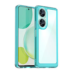 Silicone Transparent Frame Case Cover J01S for Huawei Nova 11i Cyan