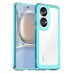 Silicone Transparent Frame Case Cover J01S for Huawei P50 Pro Blue