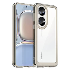 Silicone Transparent Frame Case Cover J01S for Huawei P50 Pro Gray