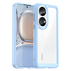 Silicone Transparent Frame Case Cover J01S for Huawei P50 Pro Sky Blue