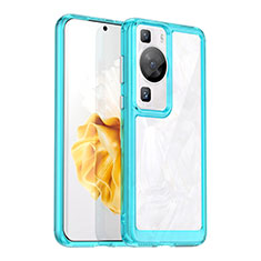 Silicone Transparent Frame Case Cover J01S for Huawei P60 Blue