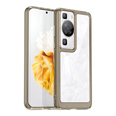 Silicone Transparent Frame Case Cover J01S for Huawei P60 Pro Gray