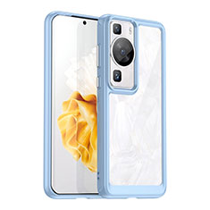 Silicone Transparent Frame Case Cover J01S for Huawei P60 Pro Sky Blue