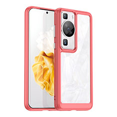 Silicone Transparent Frame Case Cover J01S for Huawei P60 Red