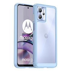 Silicone Transparent Frame Case Cover J01S for Motorola Moto G13 Mint Blue