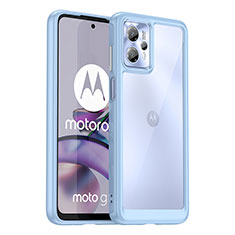 Silicone Transparent Frame Case Cover J01S for Motorola Moto G23 Mint Blue