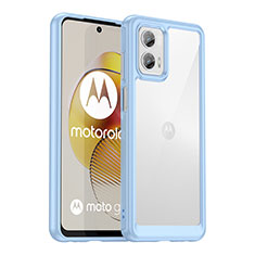 Silicone Transparent Frame Case Cover J01S for Motorola Moto G73 5G Blue