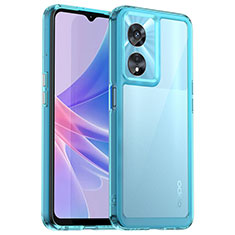 Silicone Transparent Frame Case Cover J01S for Oppo A97 5G Cyan
