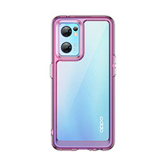 Silicone Transparent Frame Case Cover J01S for Oppo Find X5 Lite 5G Clove Purple