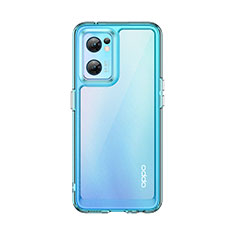 Silicone Transparent Frame Case Cover J01S for Oppo Find X5 Lite 5G Cyan