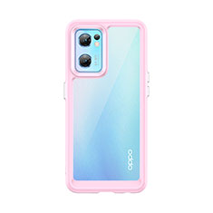 Silicone Transparent Frame Case Cover J01S for Oppo Find X5 Lite 5G Pink