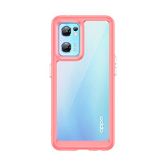 Silicone Transparent Frame Case Cover J01S for Oppo Find X5 Lite 5G Red