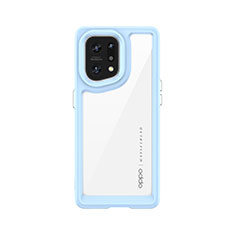 Silicone Transparent Frame Case Cover J01S for Oppo Find X5 Pro 5G Blue