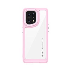 Silicone Transparent Frame Case Cover J01S for Oppo Find X5 Pro 5G Pink