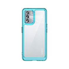 Silicone Transparent Frame Case Cover J01S for Oppo K9 Pro 5G Cyan