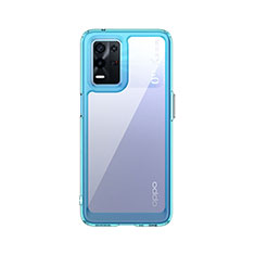 Silicone Transparent Frame Case Cover J01S for Oppo K9X 5G Cyan