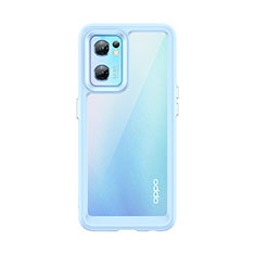 Silicone Transparent Frame Case Cover J01S for Oppo Reno7 5G Blue