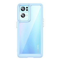 Silicone Transparent Frame Case Cover J01S for Oppo Reno7 Pro 5G Blue