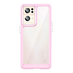 Silicone Transparent Frame Case Cover J01S for Oppo Reno7 Pro 5G Pink